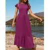 imageZESICA Womens Summer Casual Dresses Flutter Short Sleeve Crewneck Loose Flowy Tiered Beach Maxi Dress with PocketsPlum