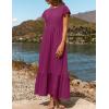 imageZESICA Womens Summer Casual Dresses Flutter Short Sleeve Crewneck Loose Flowy Tiered Beach Maxi Dress with PocketsPlum