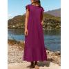 imageZESICA Womens Summer Casual Dresses Flutter Short Sleeve Crewneck Loose Flowy Tiered Beach Maxi Dress with PocketsPlum