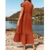 imageZESICA Womens Summer Casual Dresses Flutter Short Sleeve Crewneck Loose Flowy Tiered Beach Maxi Dress with PocketsRust