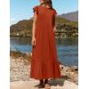 imageZESICA Womens Summer Casual Dresses Flutter Short Sleeve Crewneck Loose Flowy Tiered Beach Maxi Dress with PocketsRust