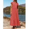 imageZESICA Womens Summer Casual Dresses Flutter Short Sleeve Crewneck Loose Flowy Tiered Beach Maxi Dress with PocketsWatermelon