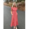 imageZESICA Womens Summer Casual Dresses Flutter Short Sleeve Crewneck Loose Flowy Tiered Beach Maxi Dress with PocketsWatermelon