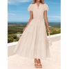 imageZESICA Womens Summer Casual Maxi Dress 2025 Puff Short Sleeve V Neck Ruffle Tiered Flowy Boho Beach DressesApricot