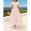imageZESICA Womens Summer Casual Maxi Dress 2025 Puff Short Sleeve V Neck Ruffle Tiered Flowy Boho Beach DressesApricot