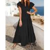 imageZESICA Womens Summer Casual Maxi Dress 2025 Puff Short Sleeve V Neck Ruffle Tiered Flowy Boho Beach DressesBlack