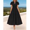 imageZESICA Womens Summer Casual Maxi Dress 2025 Puff Short Sleeve V Neck Ruffle Tiered Flowy Boho Beach DressesBlack