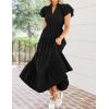 imageZESICA Womens Summer Casual Maxi Dress 2025 Puff Short Sleeve V Neck Ruffle Tiered Flowy Boho Beach DressesBlack