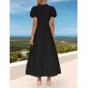 imageZESICA Womens Summer Casual Maxi Dress 2025 Puff Short Sleeve V Neck Ruffle Tiered Flowy Boho Beach DressesBlack