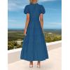 imageZESICA Womens Summer Casual Maxi Dress 2025 Puff Short Sleeve V Neck Ruffle Tiered Flowy Boho Beach DressesDarkblue