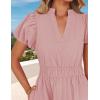 imageZESICA Womens Summer Casual Maxi Dress 2025 Puff Short Sleeve V Neck Ruffle Tiered Flowy Boho Beach DressesDustypink