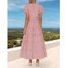 imageZESICA Womens Summer Casual Maxi Dress 2025 Puff Short Sleeve V Neck Ruffle Tiered Flowy Boho Beach DressesDustypink