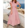 imageZESICA Womens Summer Casual Maxi Dress 2025 Puff Short Sleeve V Neck Ruffle Tiered Flowy Boho Beach DressesDustypink
