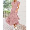 imageZESICA Womens Summer Casual Maxi Dress 2025 Puff Short Sleeve V Neck Ruffle Tiered Flowy Boho Beach DressesDustypink