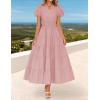 imageZESICA Womens Summer Casual Maxi Dress 2025 Puff Short Sleeve V Neck Ruffle Tiered Flowy Boho Beach DressesDustypink