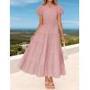 imageZESICA Womens Summer Casual Maxi Dress 2025 Puff Short Sleeve V Neck Ruffle Tiered Flowy Boho Beach DressesDustypink