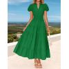 imageZESICA Womens Summer Casual Maxi Dress 2025 Puff Short Sleeve V Neck Ruffle Tiered Flowy Boho Beach DressesGreen