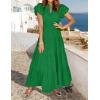 imageZESICA Womens Summer Casual Maxi Dress 2025 Puff Short Sleeve V Neck Ruffle Tiered Flowy Boho Beach DressesGreen