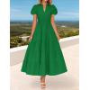imageZESICA Womens Summer Casual Maxi Dress 2025 Puff Short Sleeve V Neck Ruffle Tiered Flowy Boho Beach DressesGreen