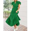 imageZESICA Womens Summer Casual Maxi Dress 2025 Puff Short Sleeve V Neck Ruffle Tiered Flowy Boho Beach DressesGreen