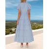 imageZESICA Womens Summer Casual Maxi Dress 2025 Puff Short Sleeve V Neck Ruffle Tiered Flowy Boho Beach DressesLightblue