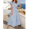 imageZESICA Womens Summer Casual Maxi Dress 2025 Puff Short Sleeve V Neck Ruffle Tiered Flowy Boho Beach DressesLightblue