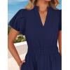 imageZESICA Womens Summer Casual Maxi Dress 2025 Puff Short Sleeve V Neck Ruffle Tiered Flowy Boho Beach DressesNavy