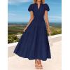 imageZESICA Womens Summer Casual Maxi Dress 2025 Puff Short Sleeve V Neck Ruffle Tiered Flowy Boho Beach DressesNavy