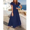 imageZESICA Womens Summer Casual Maxi Dress 2025 Puff Short Sleeve V Neck Ruffle Tiered Flowy Boho Beach DressesNavy