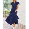 imageZESICA Womens Summer Casual Maxi Dress 2025 Puff Short Sleeve V Neck Ruffle Tiered Flowy Boho Beach DressesNavy