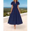 imageZESICA Womens Summer Casual Maxi Dress 2025 Puff Short Sleeve V Neck Ruffle Tiered Flowy Boho Beach DressesNavy
