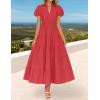 imageZESICA Womens Summer Casual Maxi Dress 2025 Puff Short Sleeve V Neck Ruffle Tiered Flowy Boho Beach DressesWatermelon