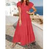 imageZESICA Womens Summer Casual Maxi Dress 2025 Puff Short Sleeve V Neck Ruffle Tiered Flowy Boho Beach DressesWatermelon