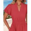 imageZESICA Womens Summer Casual Maxi Dress 2025 Puff Short Sleeve V Neck Ruffle Tiered Flowy Boho Beach DressesWatermelon