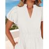 imageZESICA Womens Summer Casual Maxi Dress 2025 Puff Short Sleeve V Neck Ruffle Tiered Flowy Boho Beach DressesWhite