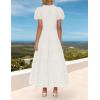 imageZESICA Womens Summer Casual Maxi Dress 2025 Puff Short Sleeve V Neck Ruffle Tiered Flowy Boho Beach DressesWhite