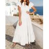 imageZESICA Womens Summer Casual Maxi Dress 2025 Puff Short Sleeve V Neck Ruffle Tiered Flowy Boho Beach DressesWhite