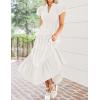 imageZESICA Womens Summer Casual Maxi Dress 2025 Puff Short Sleeve V Neck Ruffle Tiered Flowy Boho Beach DressesWhite