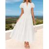 imageZESICA Womens Summer Casual Maxi Dress 2025 Puff Short Sleeve V Neck Ruffle Tiered Flowy Boho Beach DressesWhite