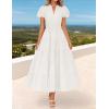 imageZESICA Womens Summer Casual Maxi Dress 2025 Puff Short Sleeve V Neck Ruffle Tiered Flowy Boho Beach DressesWhite