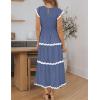 imageZESICA Womens Summer Flutter Short Sleeve Smocked Midi Dress Casual High Waist Rickrack Tiered Flowy DressesDusty Blue