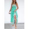 imageZESICA Womens Summer Strapless Dress Off Shoulder Sleeveless High Waist Solid Color Beach Long DressesAqua