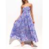 imageZESICA Womens Summer Strapless Dress Off Shoulder Sleeveless High Waist Solid Color Beach Long DressesBluishviolet