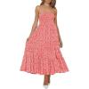 imageZESICA Womens Summer Strapless Dress Off Shoulder Sleeveless High Waist Solid Color Beach Long DressesCoralpink