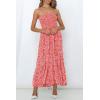 imageZESICA Womens Summer Strapless Dress Off Shoulder Sleeveless High Waist Solid Color Beach Long DressesCoralpink