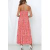imageZESICA Womens Summer Strapless Dress Off Shoulder Sleeveless High Waist Solid Color Beach Long DressesCoralpink