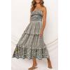 imageZESICA Womens Summer Strapless Dress Off Shoulder Sleeveless High Waist Solid Color Beach Long DressesCream