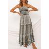 imageZESICA Womens Summer Strapless Dress Off Shoulder Sleeveless High Waist Solid Color Beach Long DressesCream