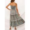 imageZESICA Womens Summer Strapless Dress Off Shoulder Sleeveless High Waist Solid Color Beach Long DressesCream