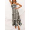 imageZESICA Womens Summer Strapless Dress Off Shoulder Sleeveless High Waist Solid Color Beach Long DressesCream